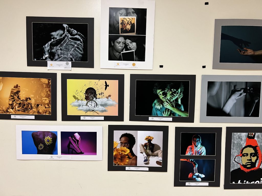 Students’ artwork on display at Mallard Creek High School in Charlotte, NC.