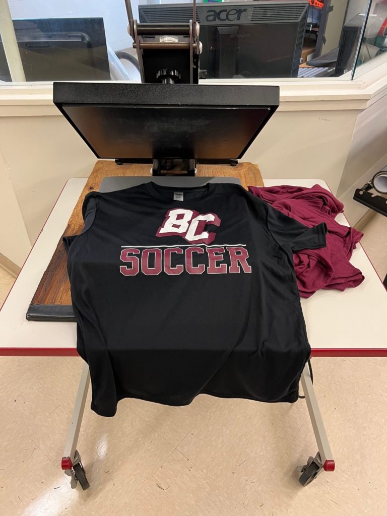 A t-shirt printing machine at Bristol Central High School.