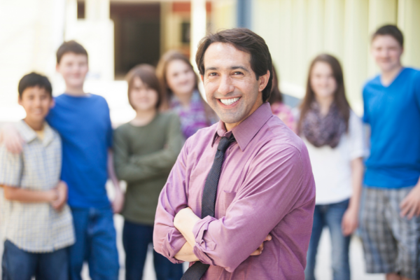 Teacher standing in front of students