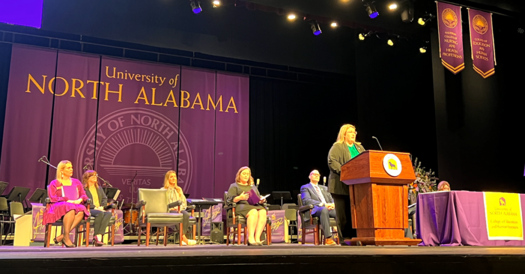 Ashley Bowling at the University of North Alabama’s Inaugural Teacher Candidate Pinning Ceremony.