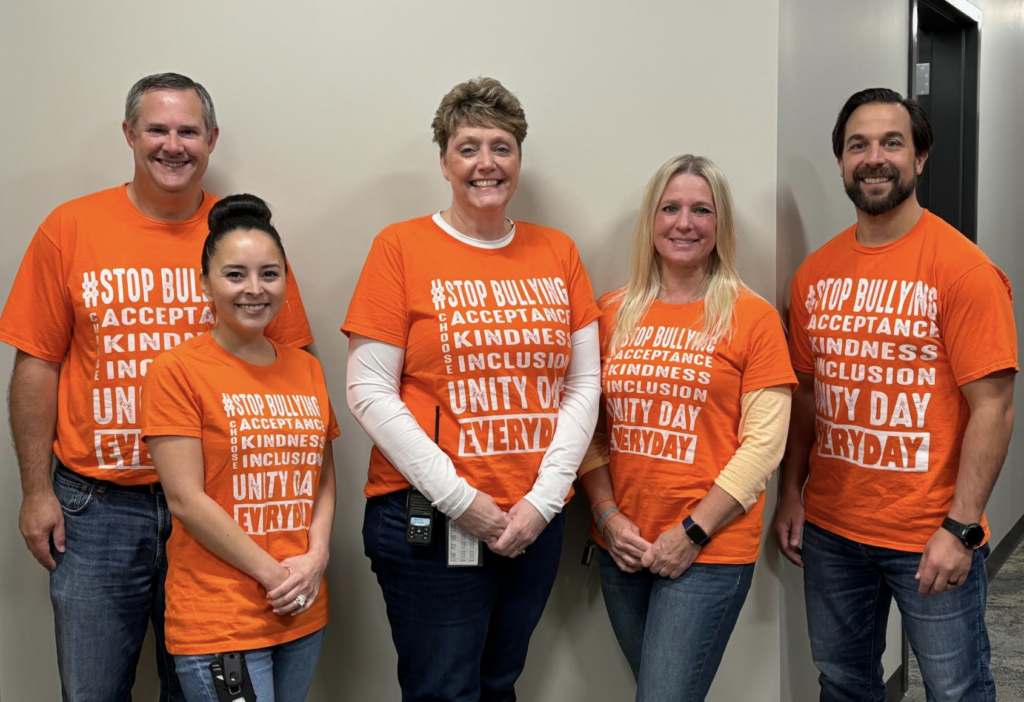 State College Area High School’s administrative team in orange. Photo courtesy of Danielle Ambrosia.