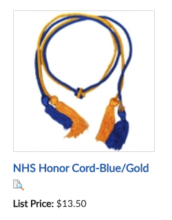 NHS Blue+Gold Honor Cord