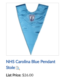 NHS Carolina Blue Pendant Stole