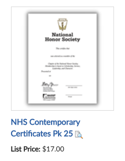 NHS Contemporary Certificates