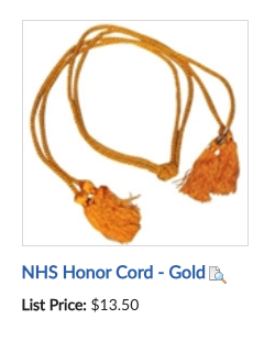 NHS Gold Honor Cord