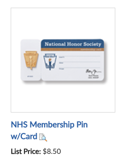 NHS Membership Pin with Card