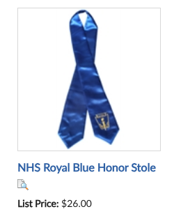NHS Royal Blue Honor Stole