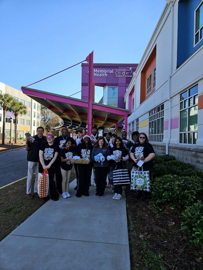 In December, student council members at Liberty County High School in Hinesville, GA, delivered blankets to the Memorial Health Dwaine & Cynthia Willett Children’s Hospital of Savannah.